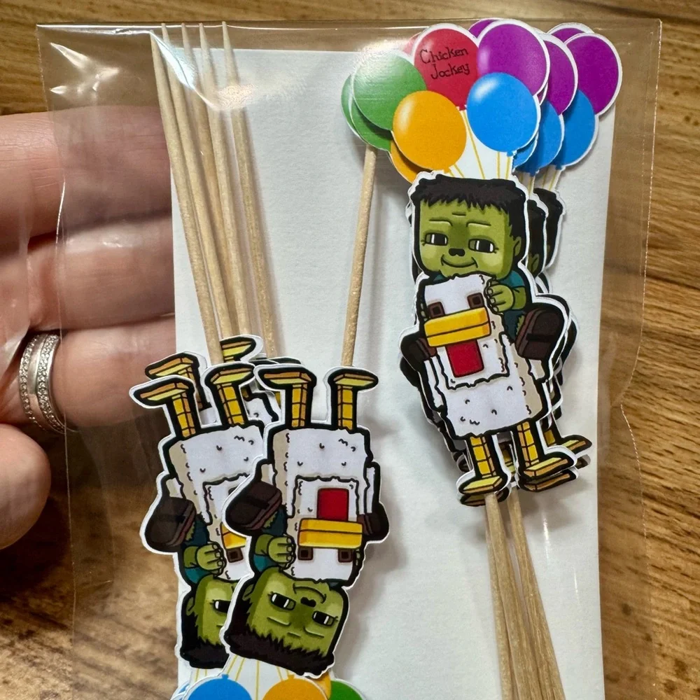 COPY - Minecraft chicken jockey Cupcake Toppers
